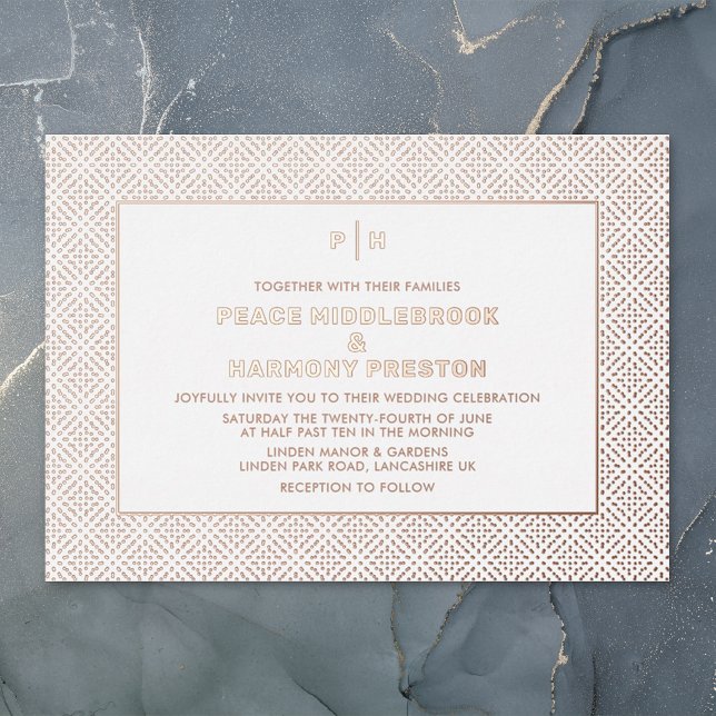 Invitación Con Relieve Metalizado Carnaby Confetti Rosa Boda Blanco Oro (Subido por el creador)