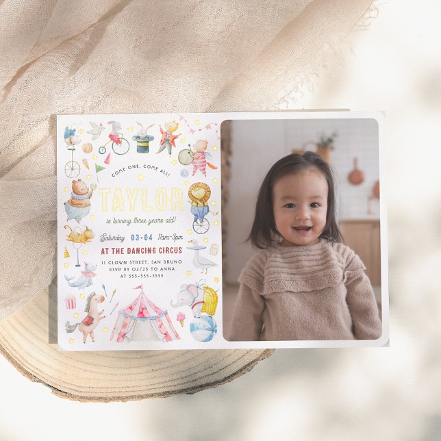 Invitación Con Relieve Metalizado Carnaval de circo animal brillante foto fiesta de  (Subido por el creador)