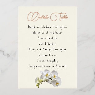 Invitación Con Relieve Metalizado Cartas de asiento de mesa de la lista de invitados