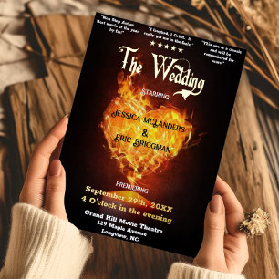 Invitación Con Relieve Metalizado Cartel de tema de teatro de cine divertido boda