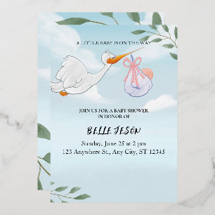 Invitación Con Relieve Metalizado CARTÓN ELEGANTE DE Baby Shower CUTE