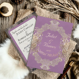 Invitación Con Relieve Metalizado Casados Madera & Encaje - Lavanda