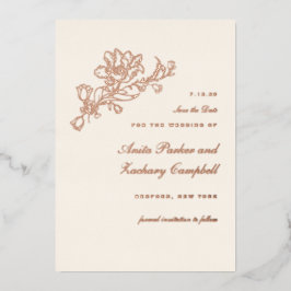 Invitación Con Relieve Metalizado Cascada de Tulipán de Chocolate