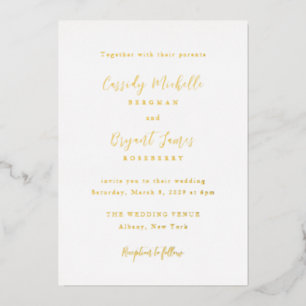 Invitación Con Relieve Metalizado Cassidy Tradicional Elegante Boda