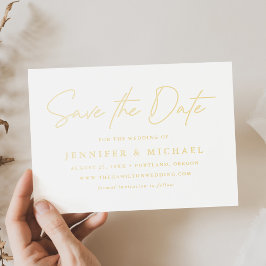 Invitación Con Relieve Metalizado Casual Script Wedding Save the Date