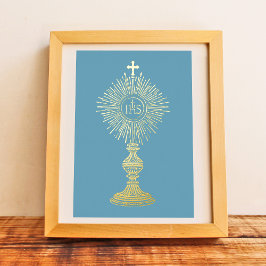 Invitación Con Relieve Metalizado catholic home decor  small 5" x 7" Eucharist 