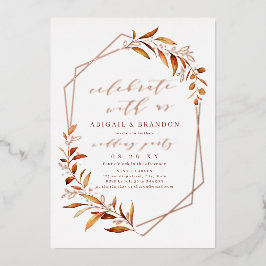 Invitación Con Relieve Metalizado ¡Celebra Con Nosotros! Fiesta de Boda con Verdor d