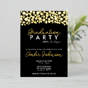 Invitación Con Relieve Metalizado Celebración de clase elegante de graduación en neg