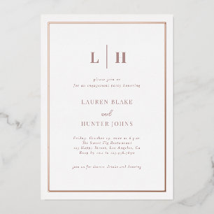 Invitación Con Relieve Metalizado Celebración de compromiso elegante y chic en rosa