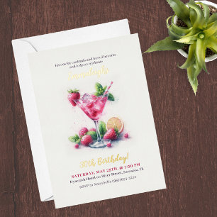 Invitación Con Relieve Metalizado Celebración de Cumpleaños 30 Pretty in Pink