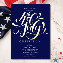 Invitación Con Relieve Metalizado Celebración de la Independencia de EE. UU.