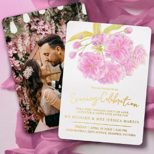 Invitación Con Relieve Metalizado Celebración de la tarde de primavera con flor de c