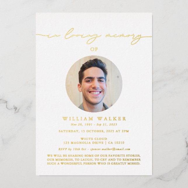 Invitación Con Relieve Metalizado Celebración de la Vida con Fotos de Lujo  (Anverso)