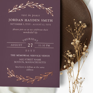 Invitación Con Relieve Metalizado Celebración de la vida con verde follaje de color