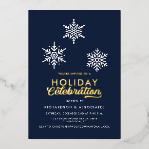 Invitación Con Relieve Metalizado Celebración de vacaciones corporativas Logo de fie