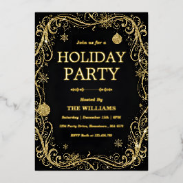 Invitación Con Relieve Metalizado Celebración de vacaciones de corbata negra y Noche