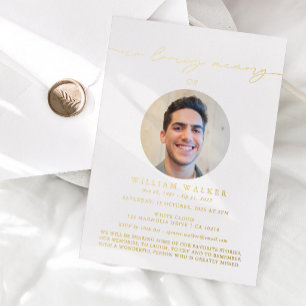 Invitación Con Relieve Metalizado Celebración de Vida de Lujo Fotográfica