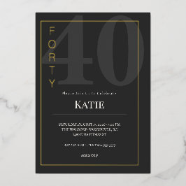 Invitación Con Relieve Metalizado Celebración del cumpleaños número cuarenta/cuarent