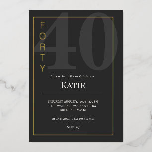 Invitación Con Relieve Metalizado Celebración del cumpleaños número cuarenta/cuarent