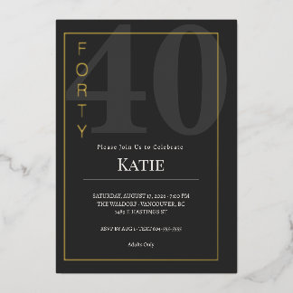 Invitación Con Relieve Metalizado Celebración del cumpleaños número cuarenta/cuarent