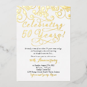 Invitación Con Relieve Metalizado Celebrando 50 Años 50 Aniversario de Bodas