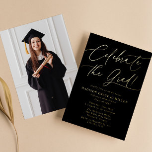 Invitación Con Relieve Metalizado Celebrar el partido de graduación de fotos con gui