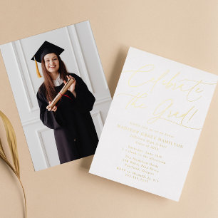 Invitación Con Relieve Metalizado Celebrar el partido de graduación de fotos con gui
