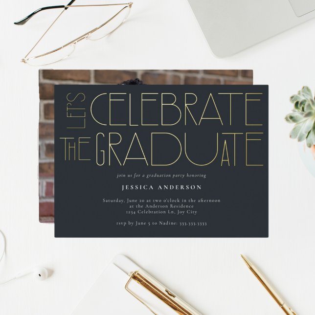 Invitación Con Relieve Metalizado Celebremos la audaz graduación de grado 2023 (Subido por el creador)