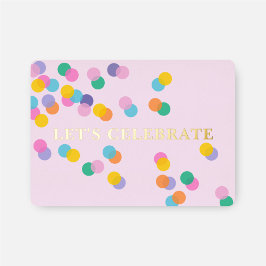 Invitación Con Relieve Metalizado Celebremos Rosa Pastel Confeti Dorado