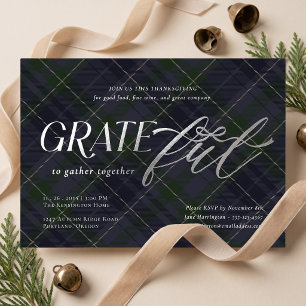 Invitación Con Relieve Metalizado Cena de Acción de Gracias agradecida con lazo eleg
