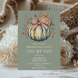 Invitación Con Relieve Metalizado Cena de Acción de Gracias de Calabaza