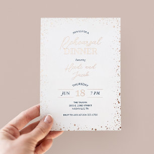 Invitación Con Relieve Metalizado Cena de ensayo con brillo moderno