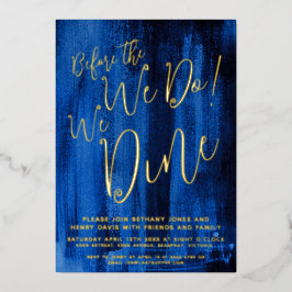 Invitación Con Relieve Metalizado Cena de ensayo de arte azul de zafiro antes de que