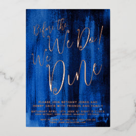 Invitación Con Relieve Metalizado Cena de ensayo de arte azul de zafiro antes de que