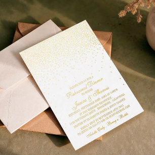 Invitación Con Relieve Metalizado Cena de Ensayo de Boda con Confeti Elegante Glamou