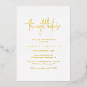 Invitación Con Relieve Metalizado Cena de ensayo de boda elegante atemporal
