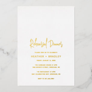 Invitación Con Relieve Metalizado Cena de ensayo de boda moderna minimalista