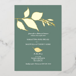 Invitación Con Relieve Metalizado Cena de ensayo de Boda verde