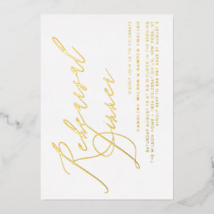 Invitación Con Relieve Metalizado Cena de Ensayo de Caligrafía Moderna y Elegante