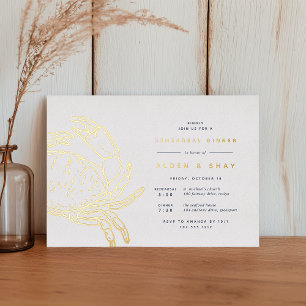 Invitación Con Relieve Metalizado Cena de ensayo de cangrejo náutico de Relieve meta