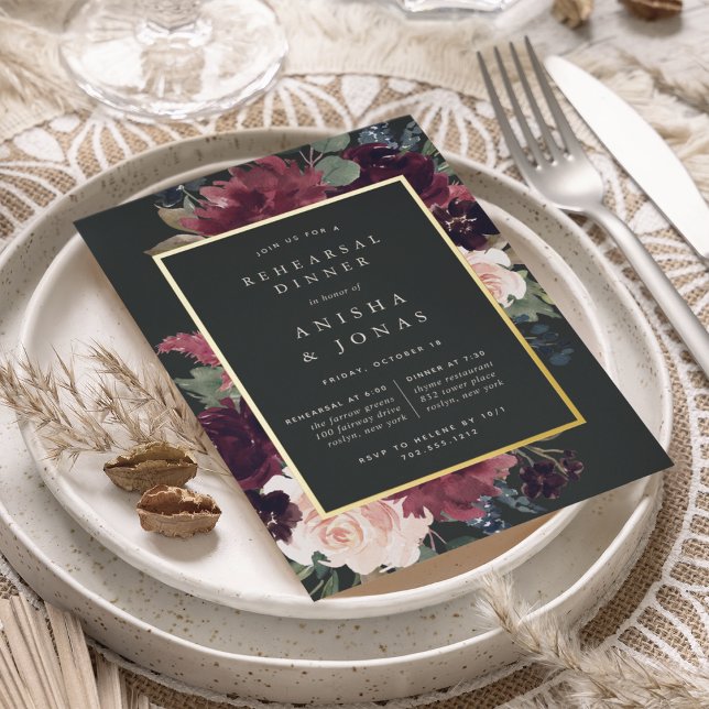 Invitación Con Relieve Metalizado Cena de ensayo de ciruela (Subido por el creador)