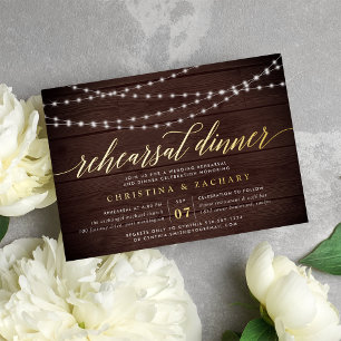 Invitación Con Relieve Metalizado Cena de ensayo de luces de cuerda rusas