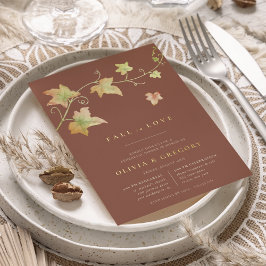 Invitación Con Relieve Metalizado Cena de ensayo de otoño de hojas de otoño
