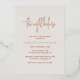 Invitación Con Relieve Metalizado Cena de Ensayo Elegante Beige Neutral Atemporal
