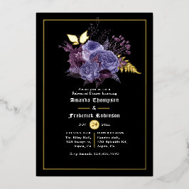 Invitación Con Relieve Metalizado Cena de ensayo floral gótico de Halloween