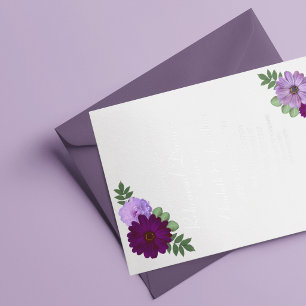 Invitación Con Relieve Metalizado Cena de ensayo floral Peonía Púrpura