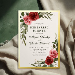 Invitación Con Relieve Metalizado Cena de ensayo floral vintage elegante