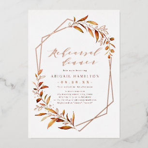 Invitación Con Relieve Metalizado Cena de ensayo geométrico rústico geométrico de ve