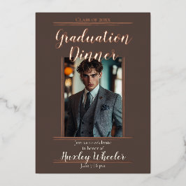 Invitación Con Relieve Metalizado Cena de graduación/almuerzo, color de mocha de cob