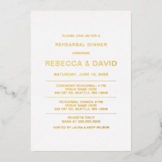 Invitación Con Relieve Metalizado Cena de lujo simple y elegante